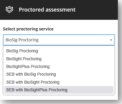 Expanded proctoring options for BioSig-ID in Blackboard